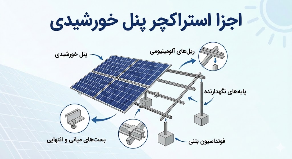 اجزای استراکچر پنل خورشیدی زمینی